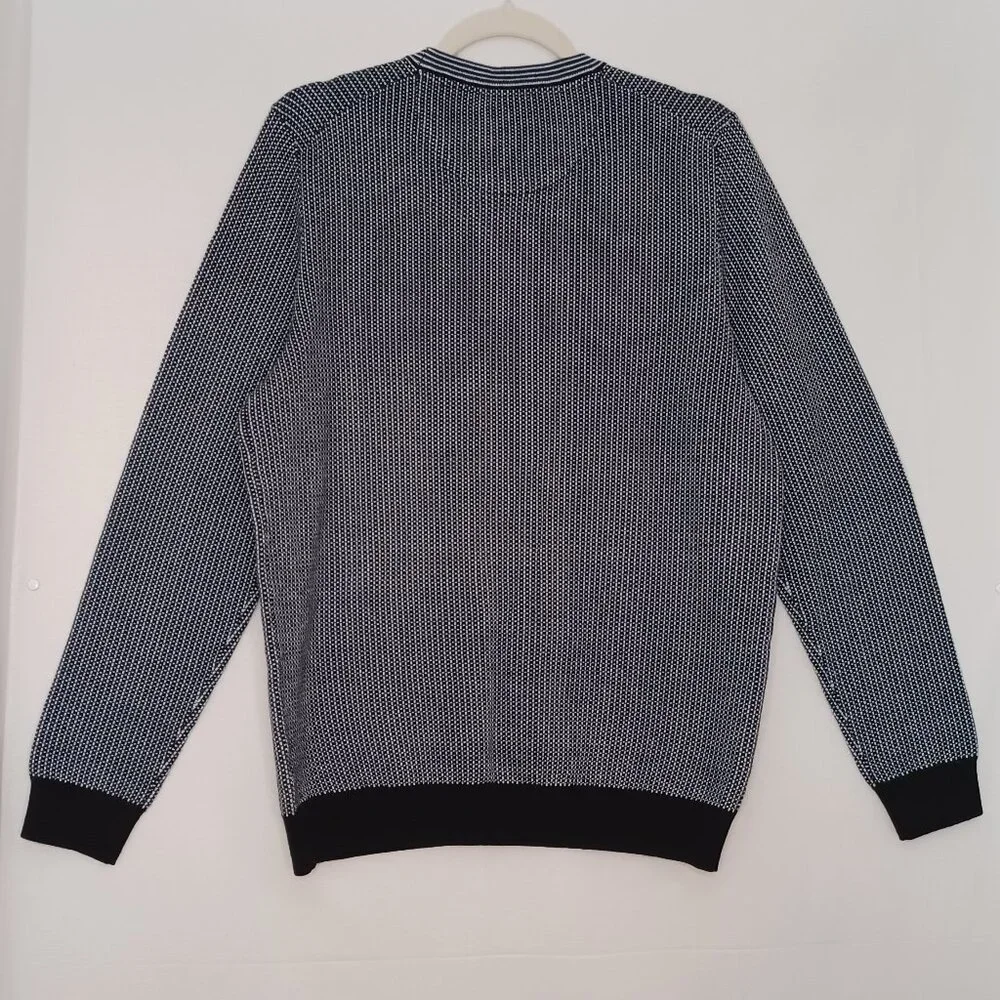 Men's Michael‎ Strahan Black and White Small Checkered Wool Blend Sweater